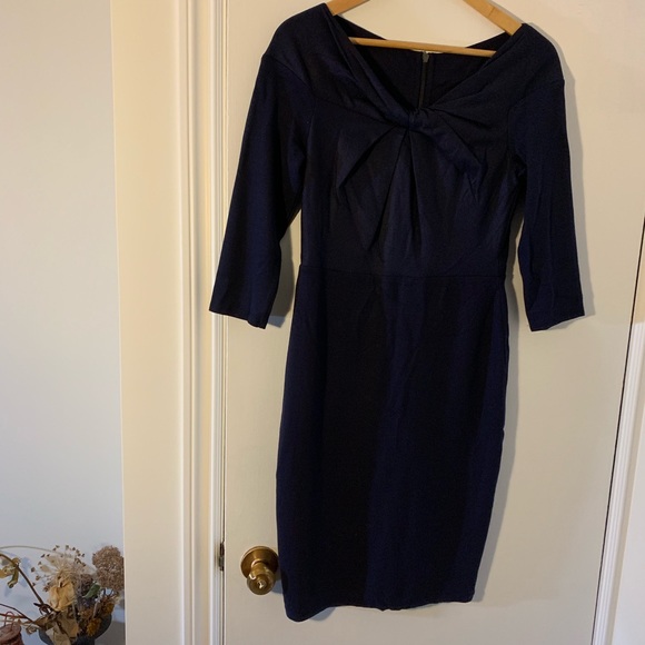 Bailey44 Anthropologie V-Neck Knotted Navy Dress - Picture 2 of 7